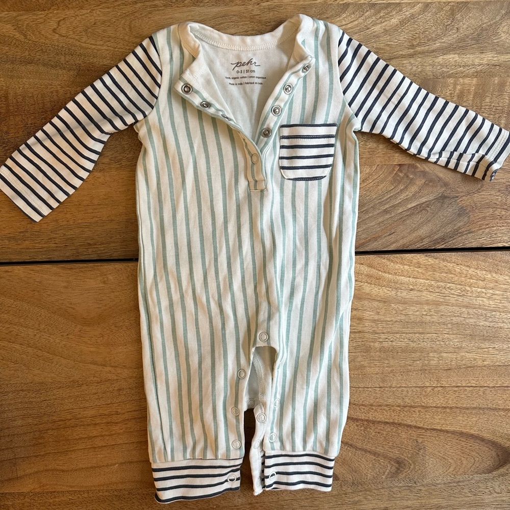 Pehr Organic Striped Romper 0-3 months